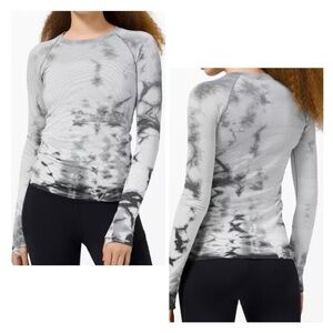 Lululemon Swiftly Size 10 Tech Long Sleeve Top Gray MultiDye Stripe Shibori